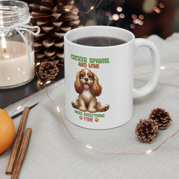 Cocker Spaniel & Wine - Ceramic Coffee Cup, 11oz