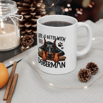 Coffee & Doberman - Ceramic Coffee Cup, 11oz
